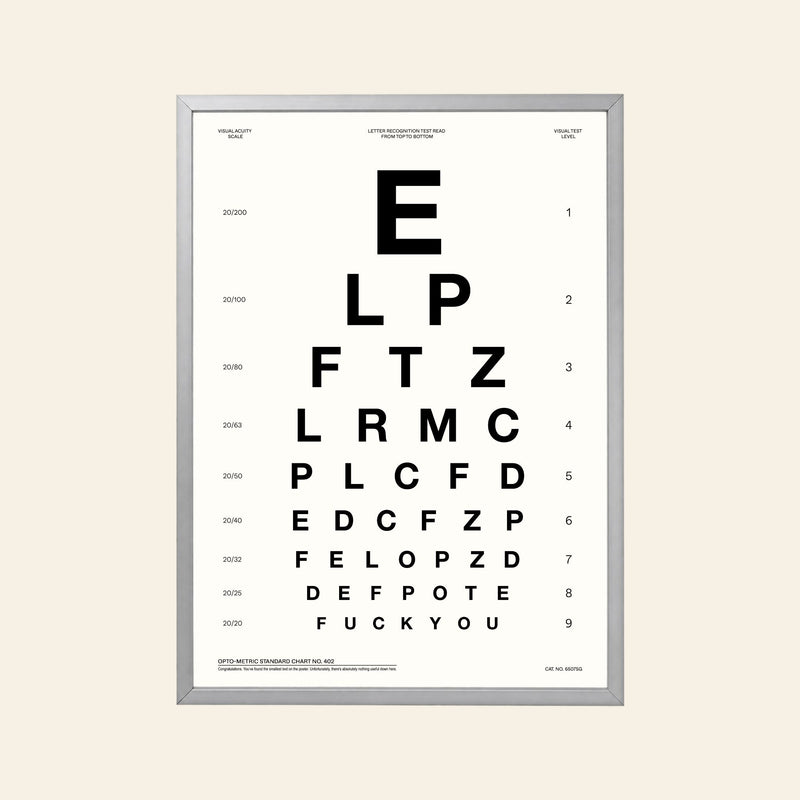 Ordinary Daily Design “Fuck You” 视力表海报 (30x40) - 白色