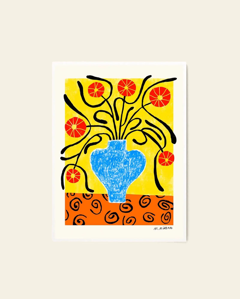 The Poster Club Madelen Möllard - Flowers in Blue Vase Poster (50x70)