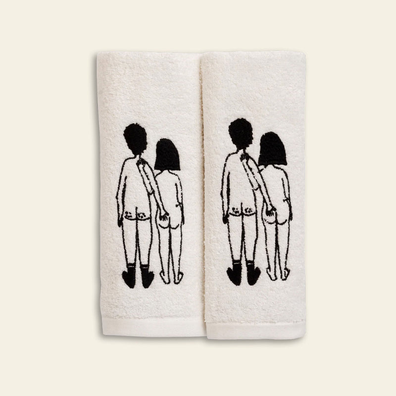 helen b Naked Couple Back Guest Towel, Set of 2