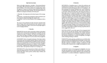 An open book, Apartamento Arranging Things: A Rhetoric of Object Placement by Apartamento, displays dense text on eight rhetorical principles like hierarchy and alignment, exploring design philosophy and aesthetics in clear serif-font layout.