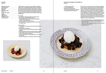 Apartamento’s Atelier September: A Place for Daytime Cooking features Frederik Bille Brahe’s Copenhagen recipes—pancakes with berries and ice cream—on white marble, with images, ingredients, and preparation steps.