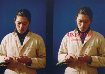 Two side-by-side photos show a person in a cream jumpsuit shaping an object by hand against a blue background. Inspired by Spring/Summer 2022, Apartamento Magazine Issue #29 from Apartamento is featured in red text on the right.