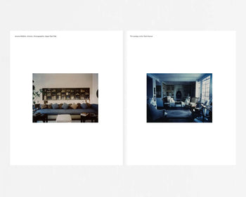 Inspired by “Apartamento New York Living Rooms” by Dominique Nabokov, two pages feature centered photos: a light, modern space with a long sofa on the left; and on the right, a cozy classic room lit by a fireplace.