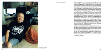 A man in glasses and a black graphic tee sits on a beige sofa in a cluttered room filled with books, papers, and a computer—an interior echoing the vibe of Apartamento Tokyo Style by Kyoichi Tsuzuki. The right shows text about Tokyo. Brand: Apartamento.
