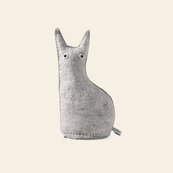Aveva Design The Curious Cat Door Stop & Bookend Raw Grey