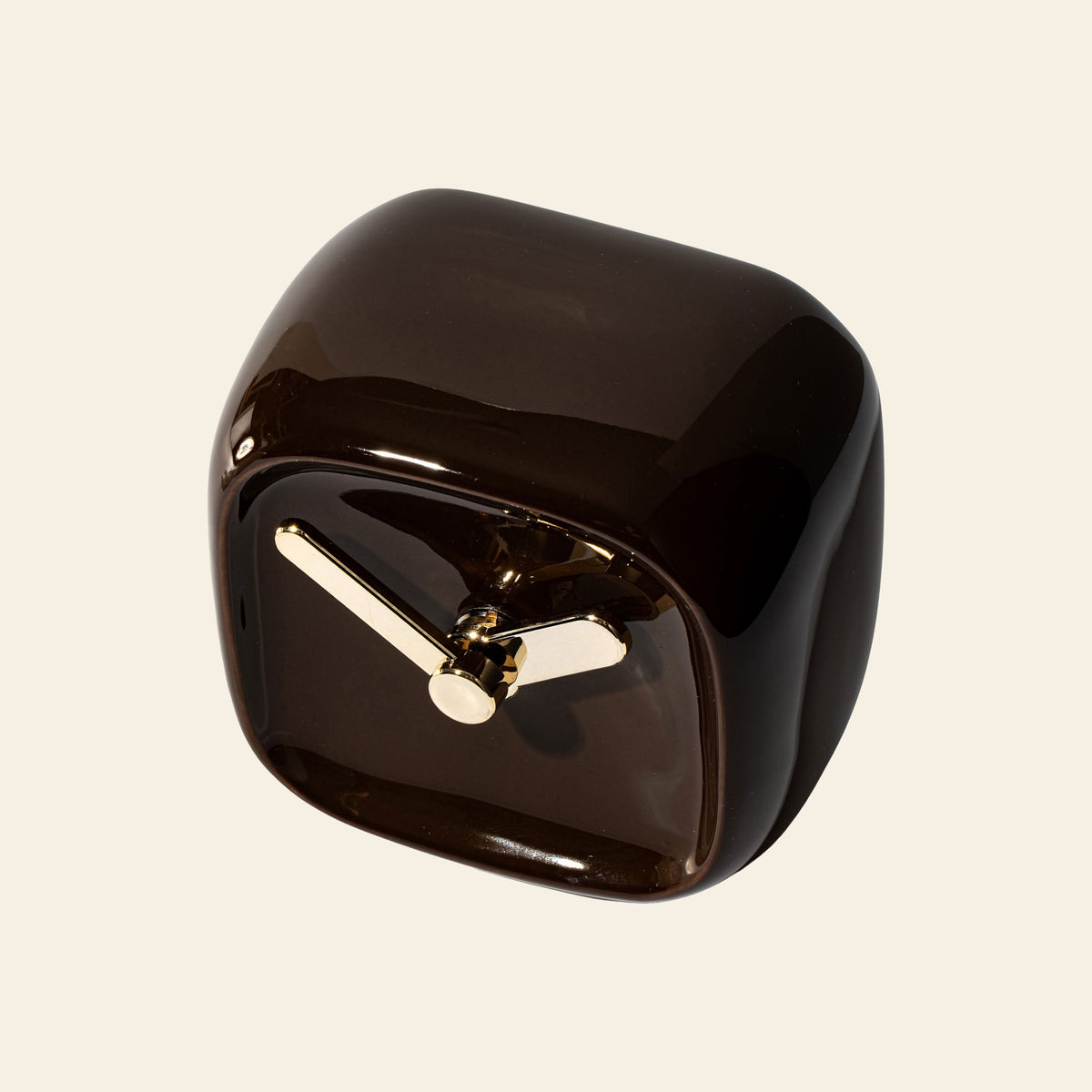 Bmix Studio Ceramic Cube Desk Clock Chocolate