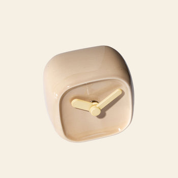 Bmix Studio Ceramic Cube Desk Clock Mocha