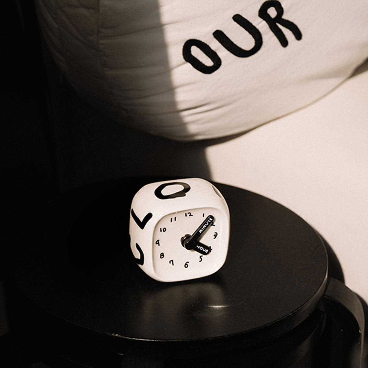 Bmix Studio x INAP Edition Ceramic Cube Clock 01 Black Hands