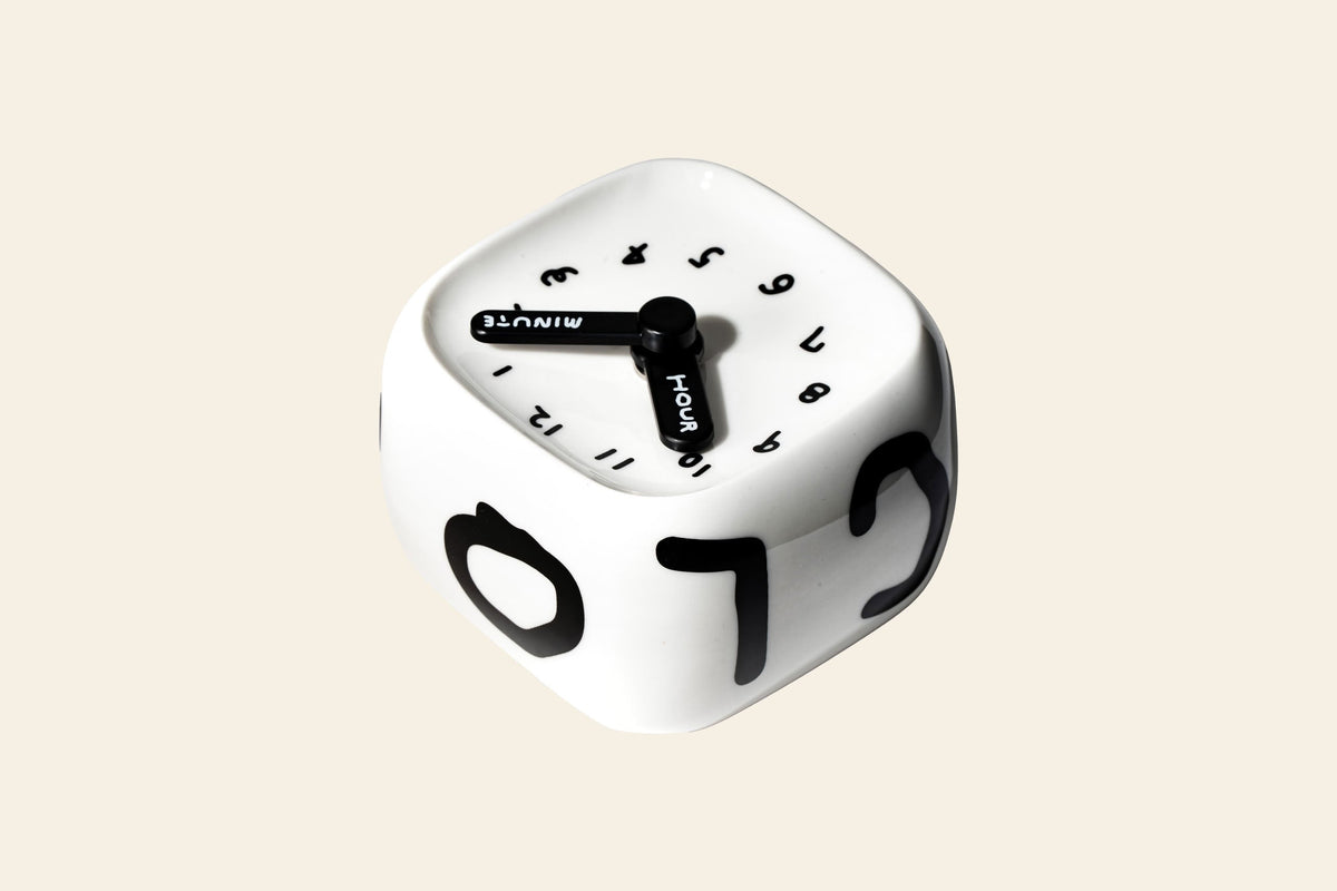 Bmix Studio x INAP Edition Ceramic Cube Clock 01 Black Hands