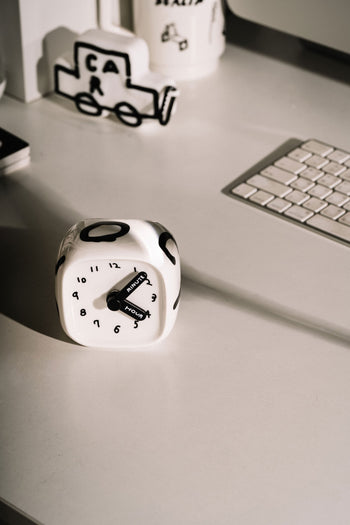 Bmix Studio x INAP Edition Ceramic Cube Clock 01 Black Hands