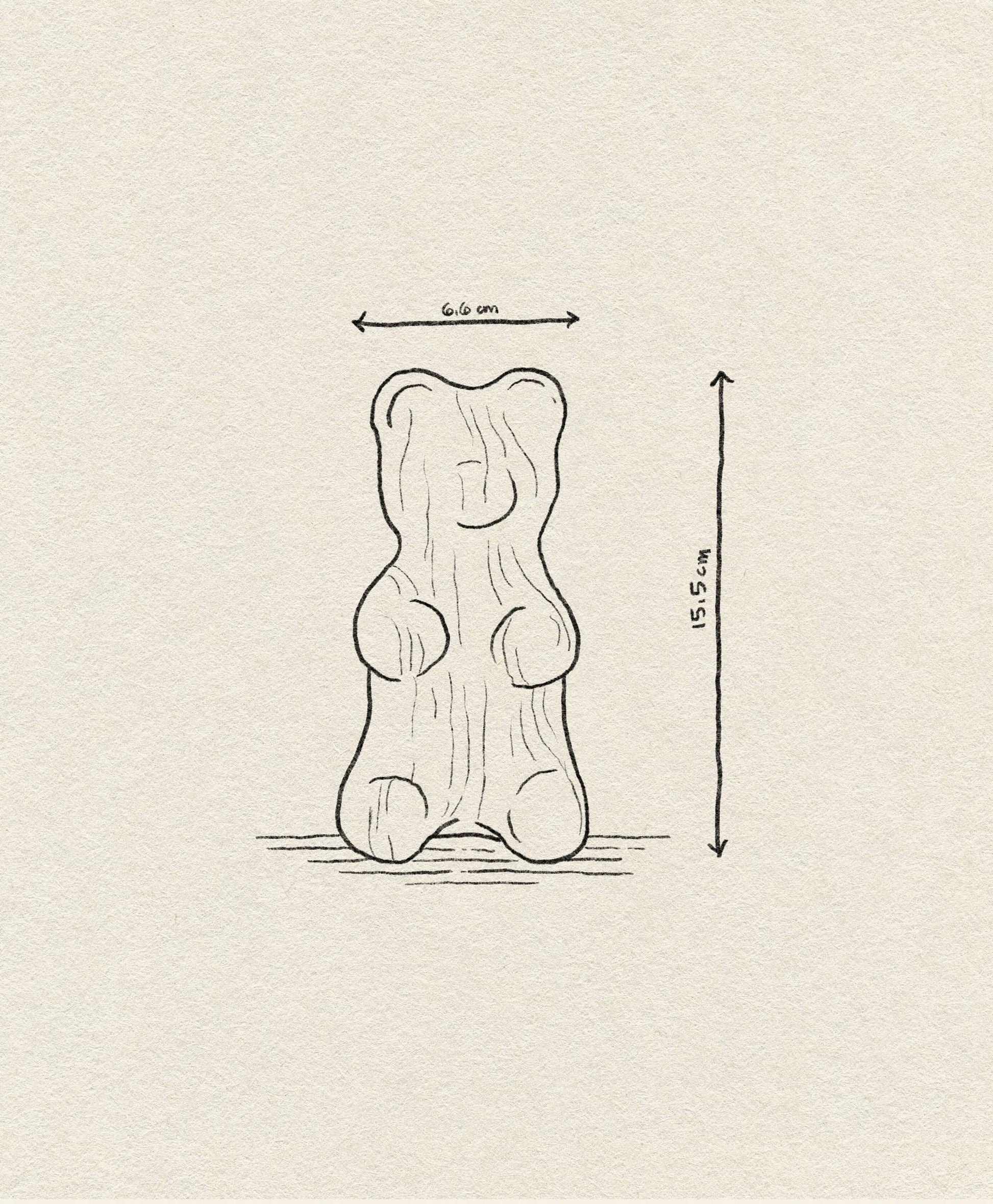 A sketch of the Boyhood Gummy Bear Small by Boyhood, drawn with simple black lines on textured paper—this minimalist rendition turns the iconic candy into a charming piece of art.