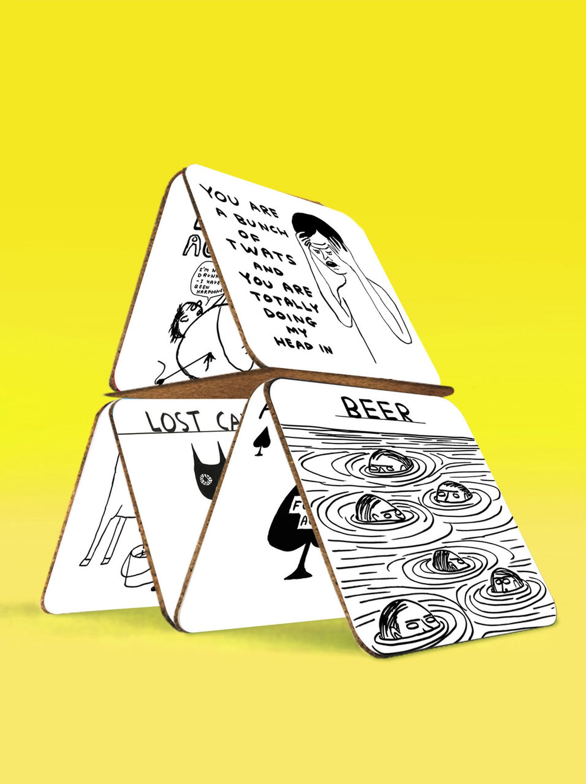 Brainbox Candy David Shrigley Coaster Box Set Black & White Set of 6