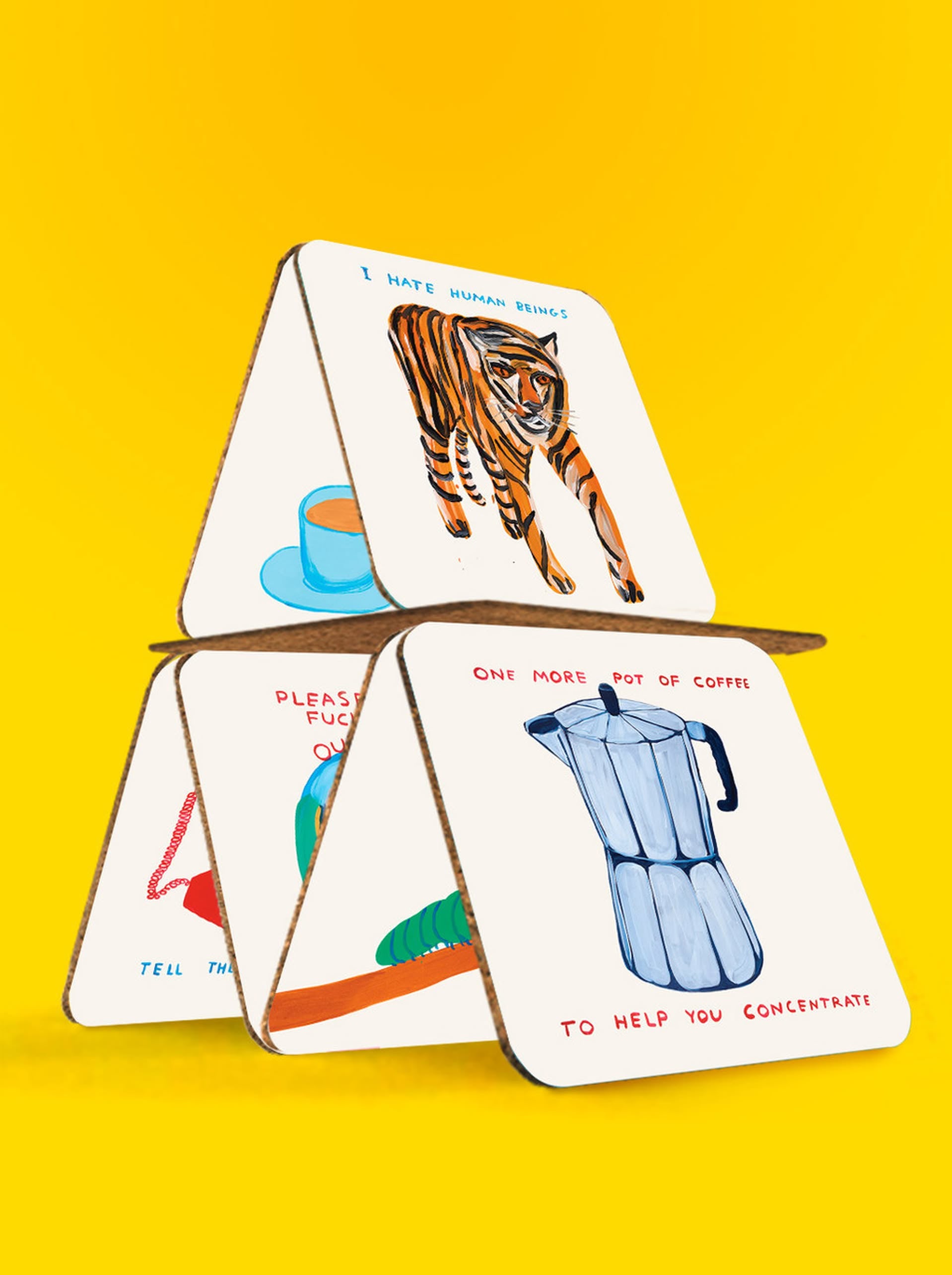 Brainbox Candy David Shrigley Coaster Box Set - Coloured, Set of 6