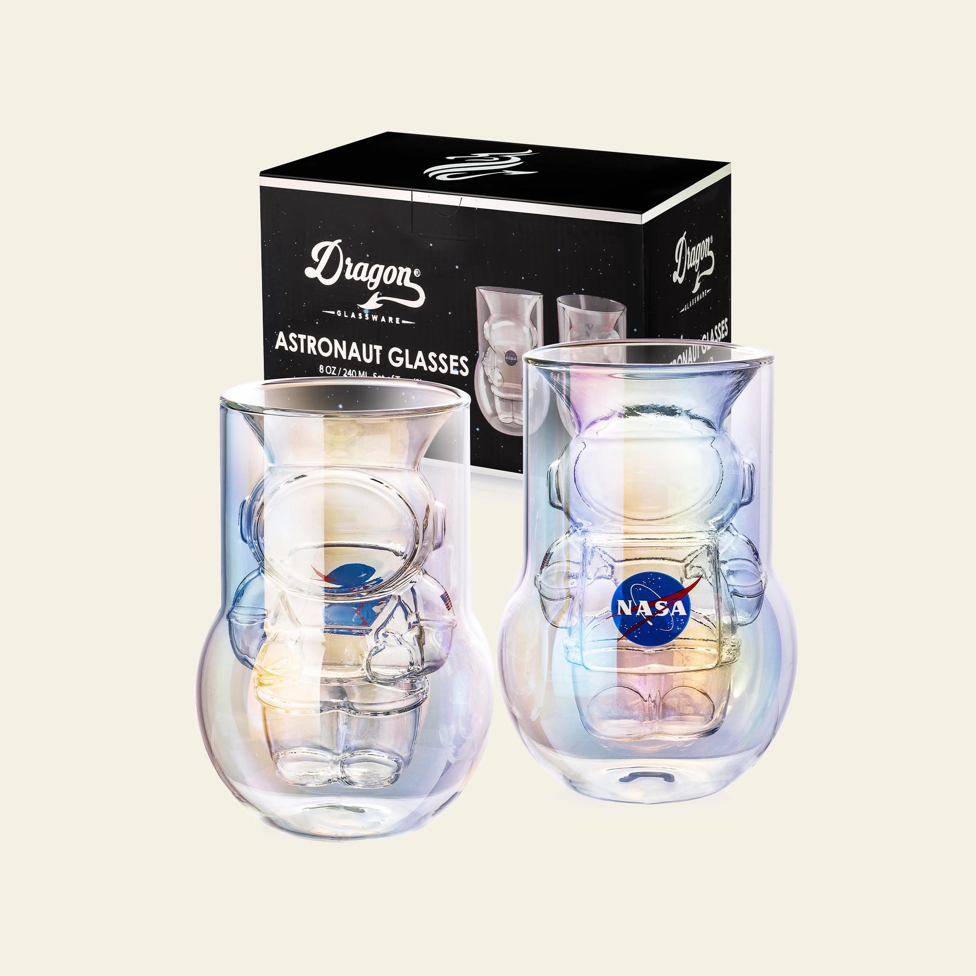 DETAIL NASA Astronaut Double-Walled Glasses Set of 2 Clear