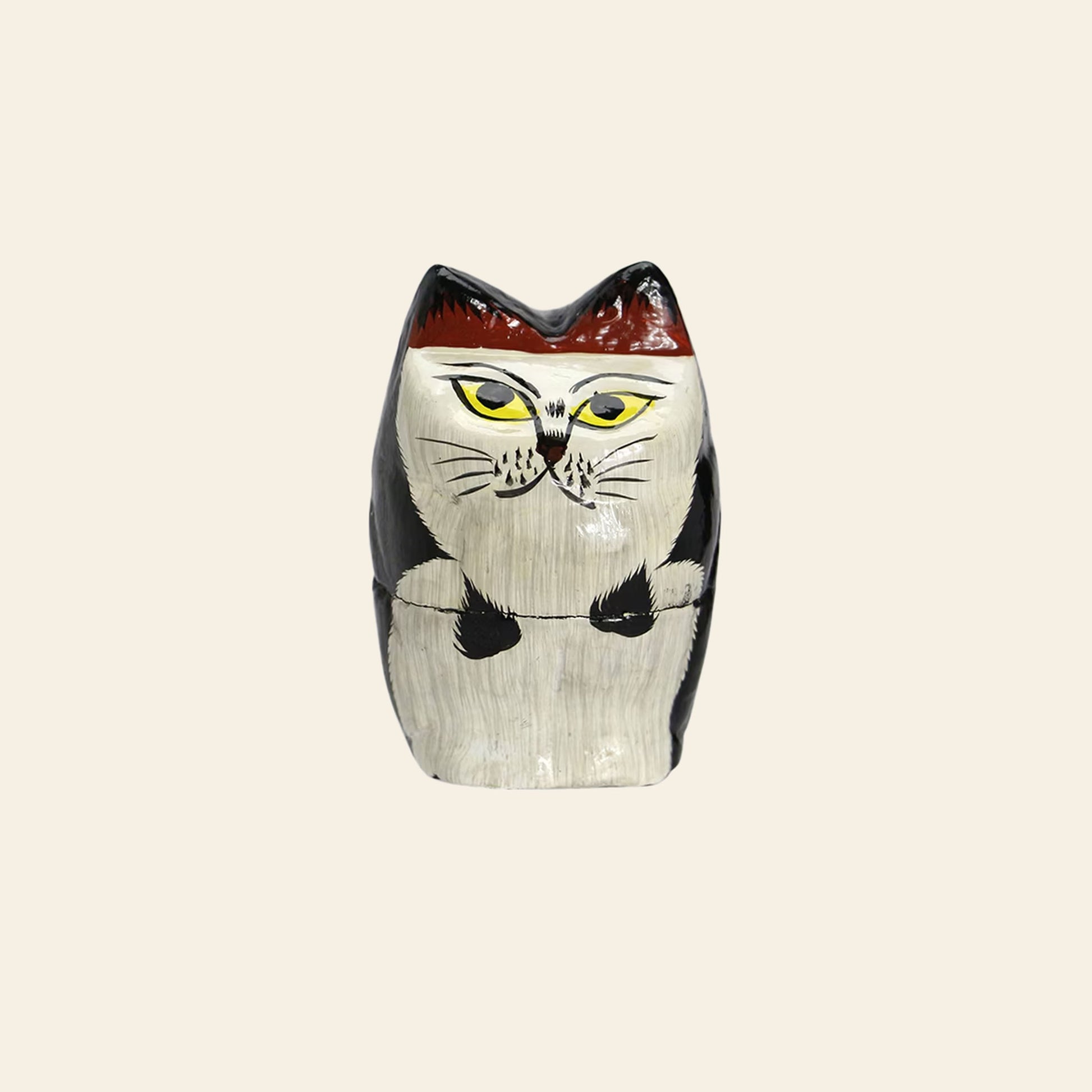 DETAIL Papier Mache Standing Cat Black