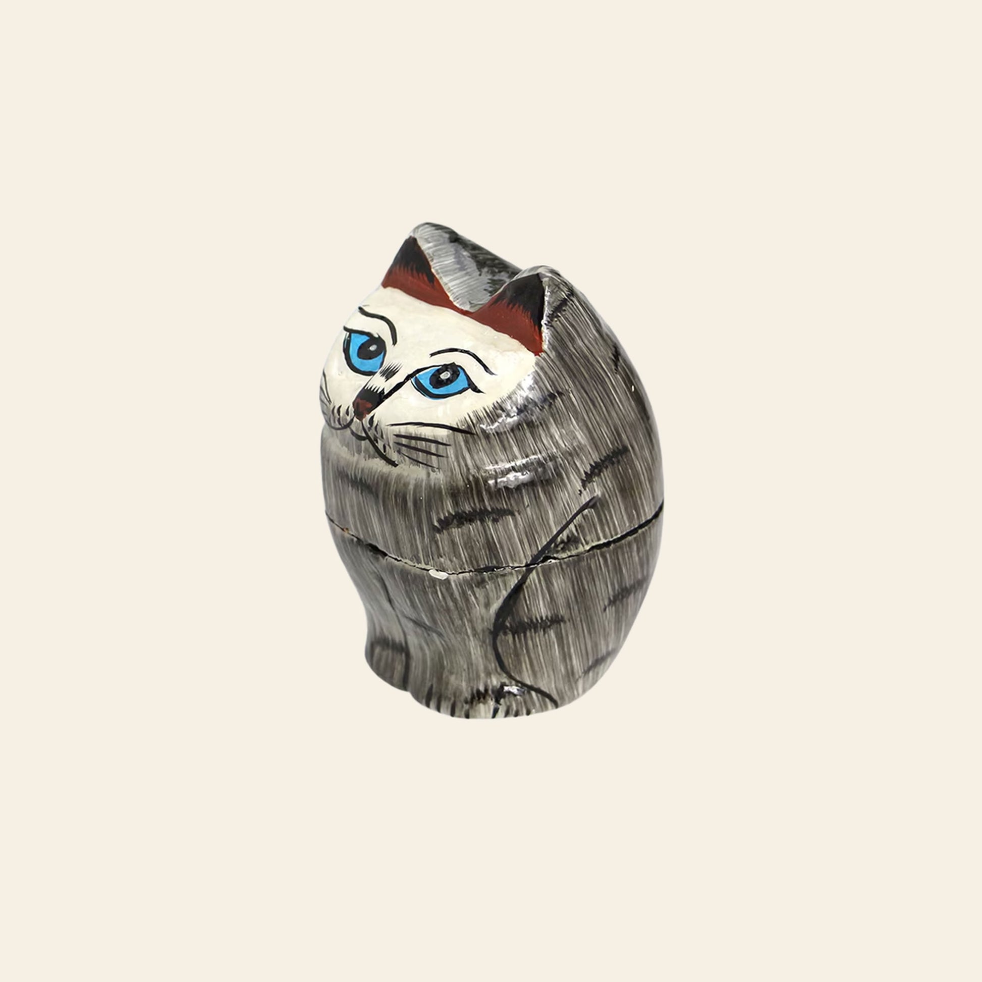 DETAIL Papier Mache Standing Cat Grey