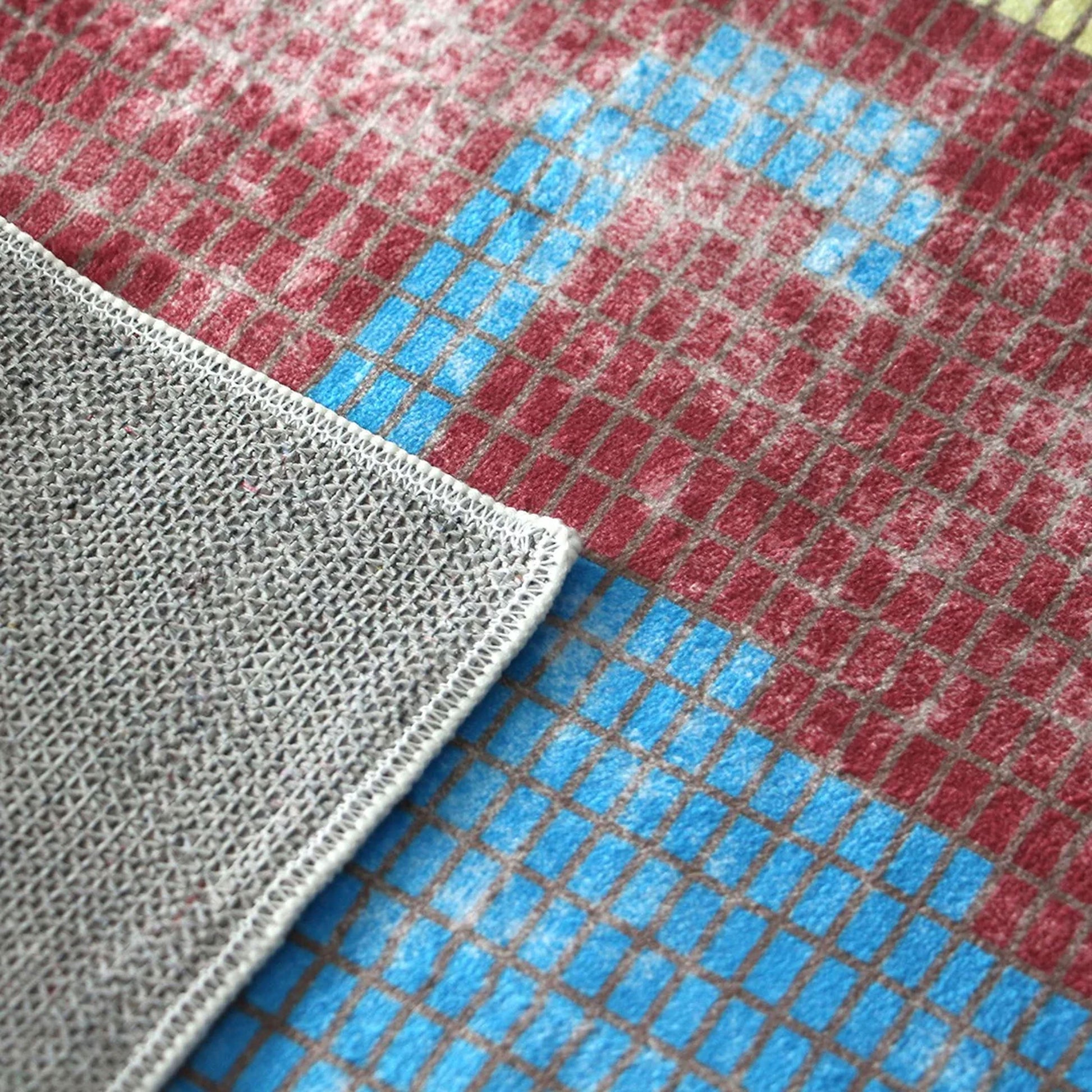 DETAIL Walking Cat Washable Rug Burgundy