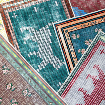 DETAIL Walking Cat Washable Rug Burgundy