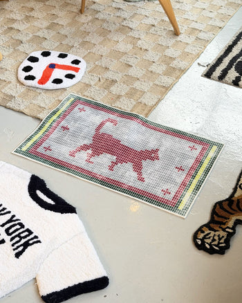 DETAIL Walking Cat Washable Rug Gray