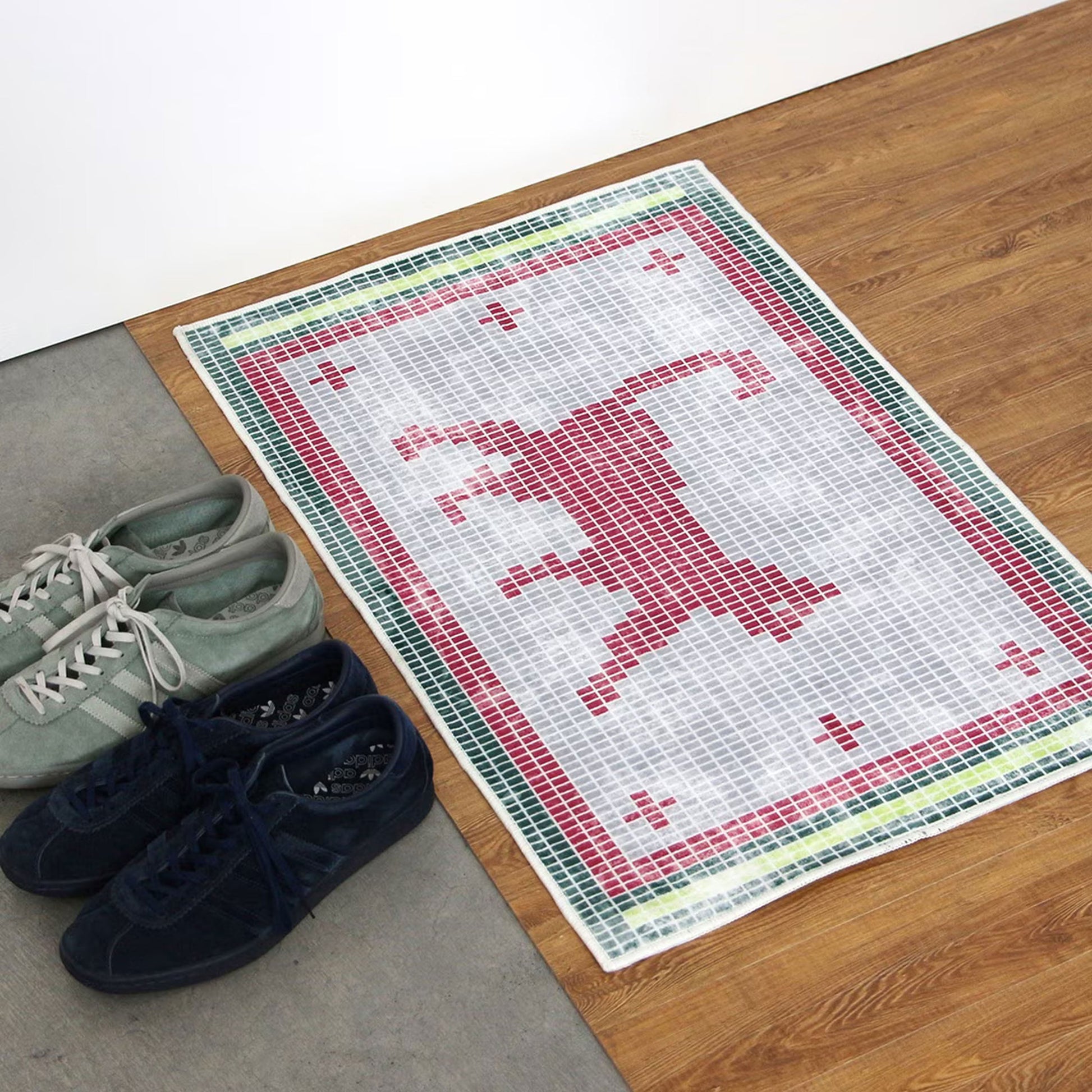 DETAIL Walking Cat Washable Rug Gray