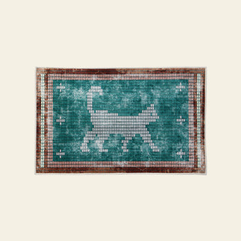 DETAIL Walking Cat Washable Rug Green