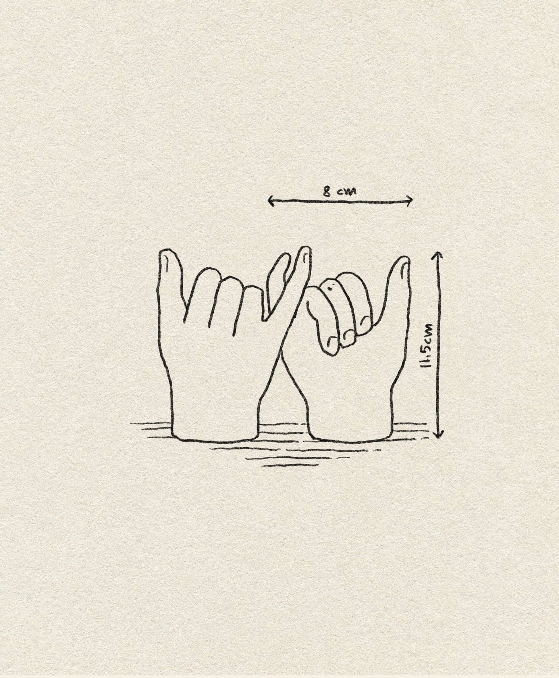 The DOIY Pinky Swear Salt and Pepper Set by DOIY features a contemporary design of two hands making a pinky promise, measuring 8 cm wide and 11.5 cm tall.