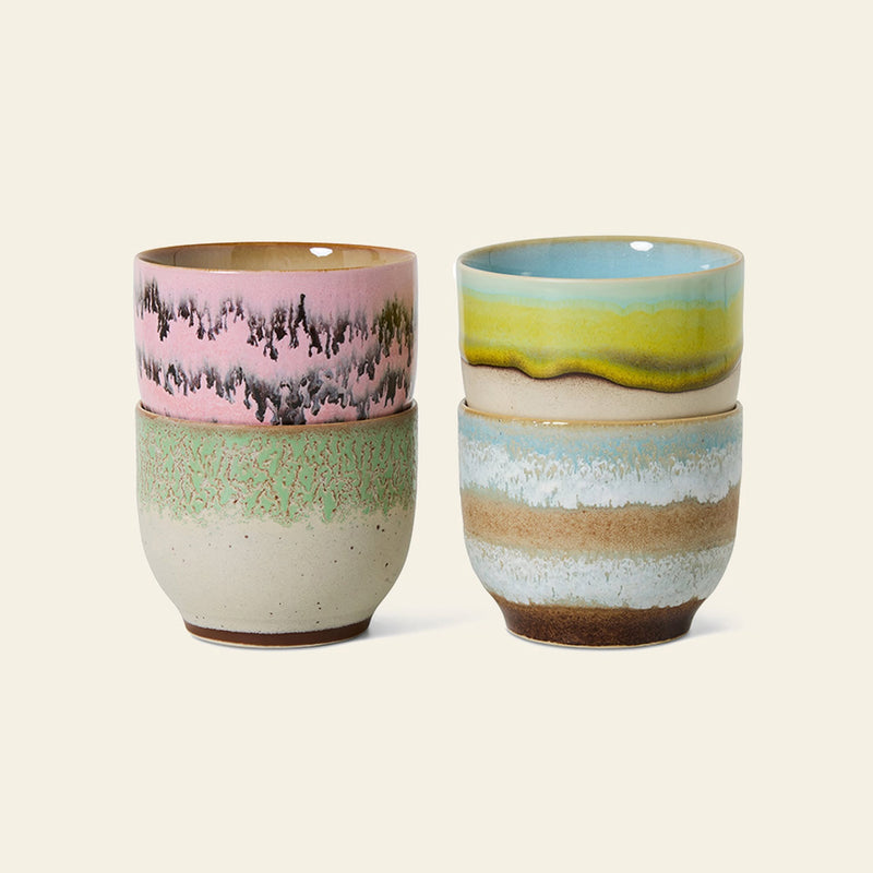 HKLIVING 70s Ceramics: Café Cups, Set of 4 - Deco