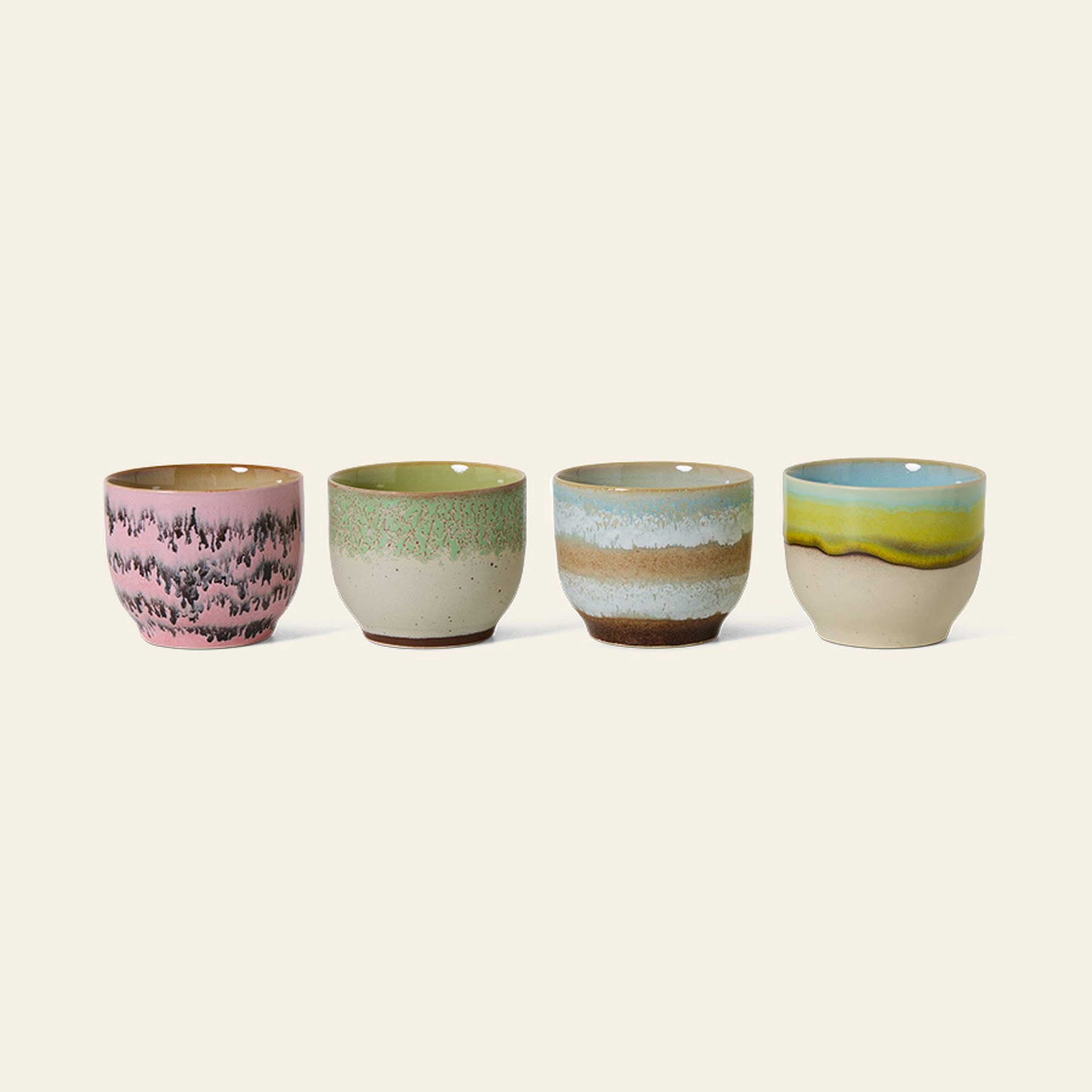 HKLIVING 70s Ceramics: Café Cups, Set of 4 - Deco