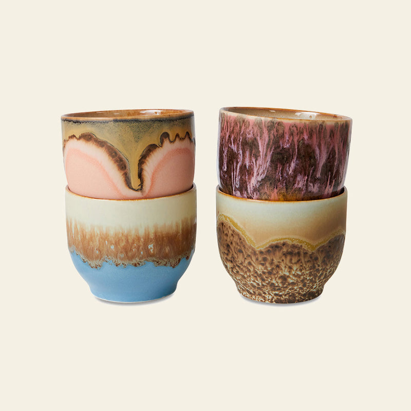 HKLIVING 70s Ceramics: Café Cups, Set of 4 - Lagoon