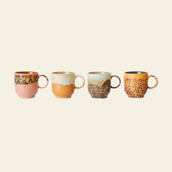 HKLIVING 70s Ceramics Café Mugs Set of 4 Cape