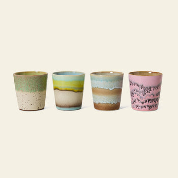 HKLIVING 70s Ceramics Coffee Mugs Set of 4 Pop Art
