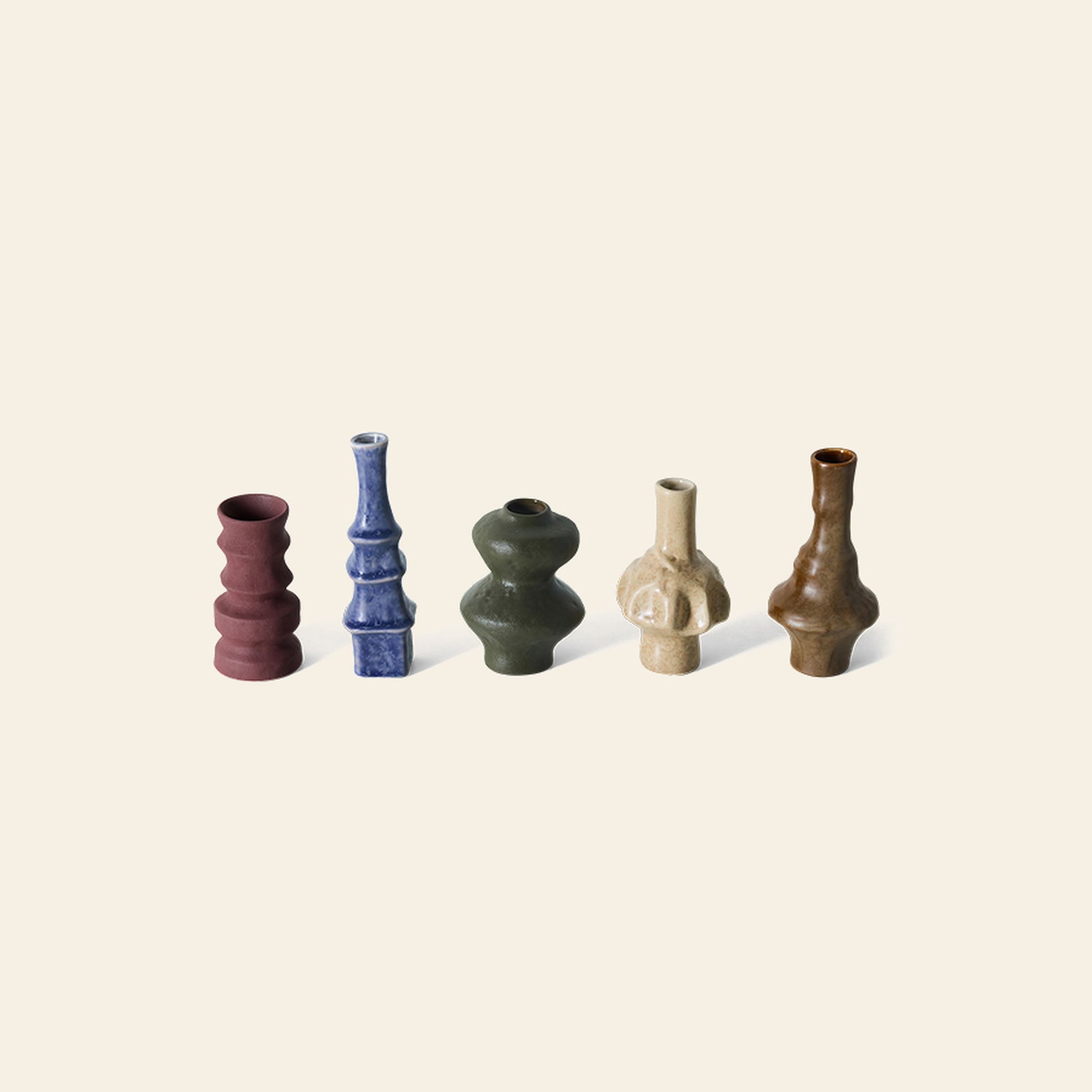HKLIVING 70s Ceramics Small Vases Set of 5 Palette