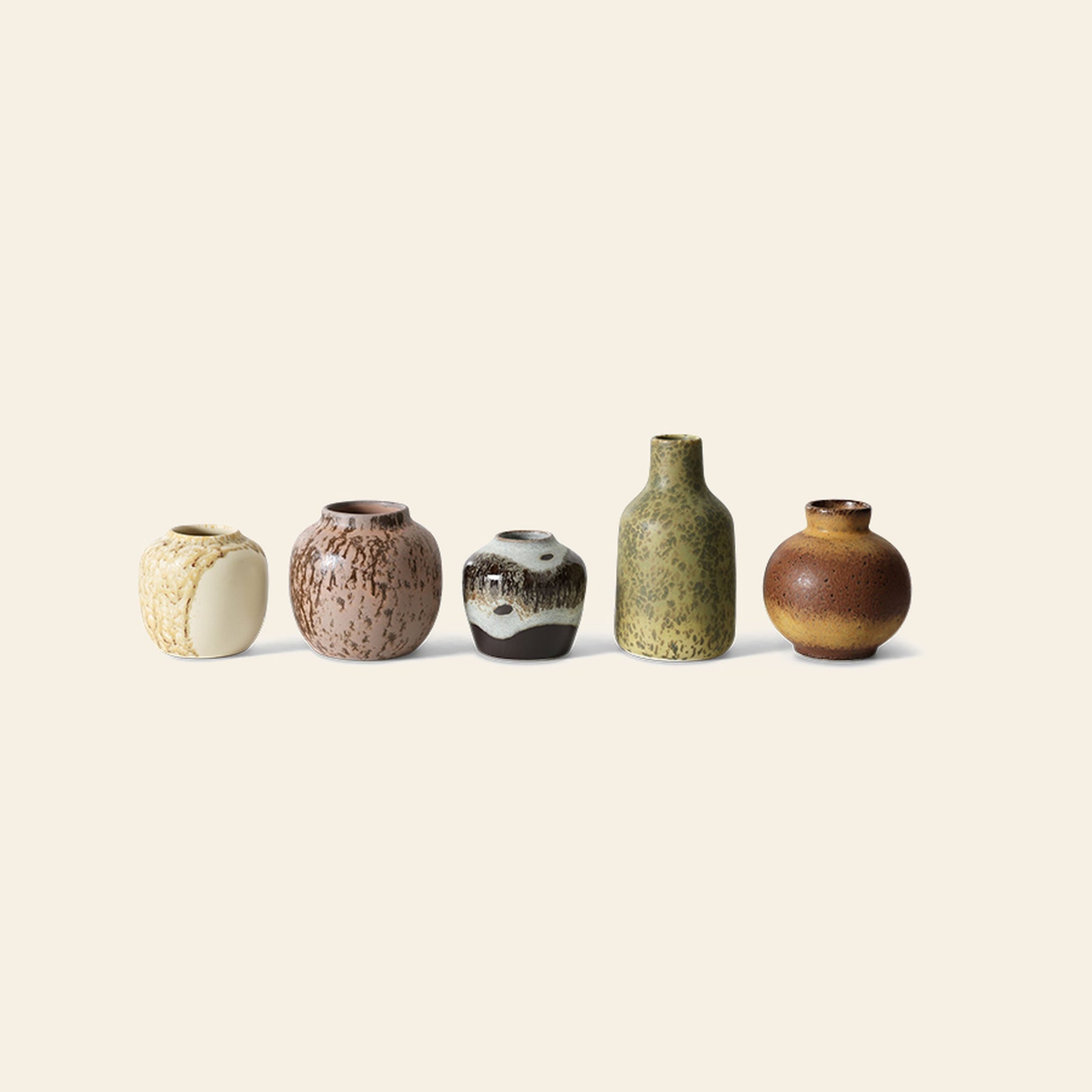 HKLIVING 70s Ceramics Small Vases Set of 5 Pursuit