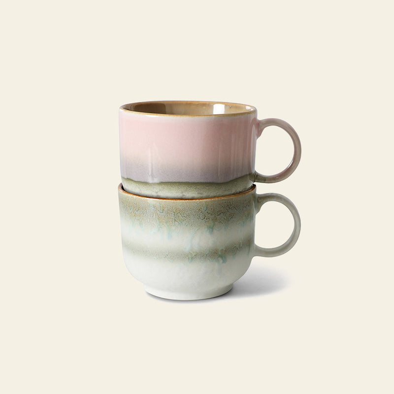 HKLIVING 70年代陶瓷：茶杯，2件套 - Nova