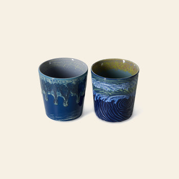 HKLIVING 70s Ceramics Van Gogh Coffee Mugs Set of 2 Starry Night