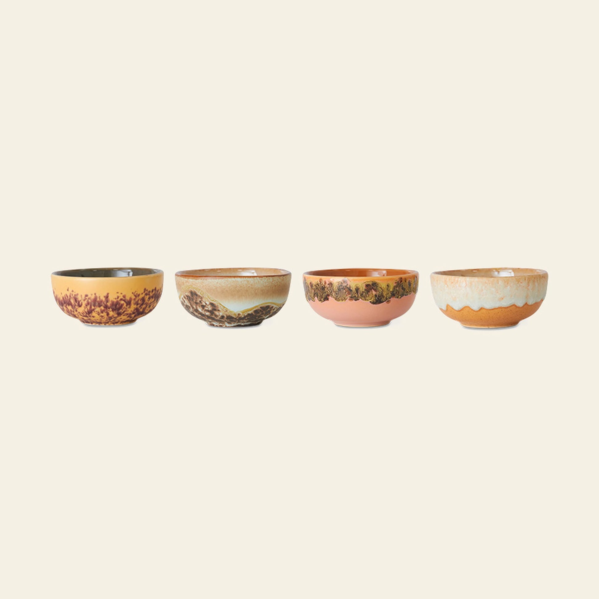 HKLIVING 70s Ceramics XS Bowls Set of 4 Marine