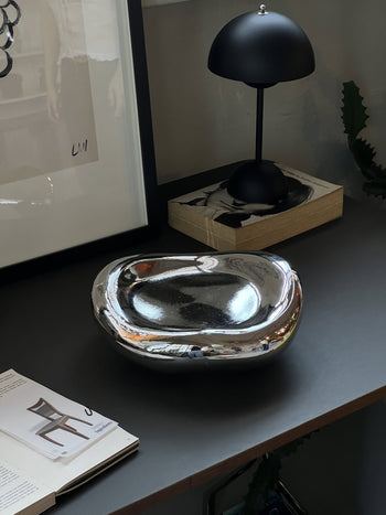 HKLIVING Gleam Glass Bowl Chrome