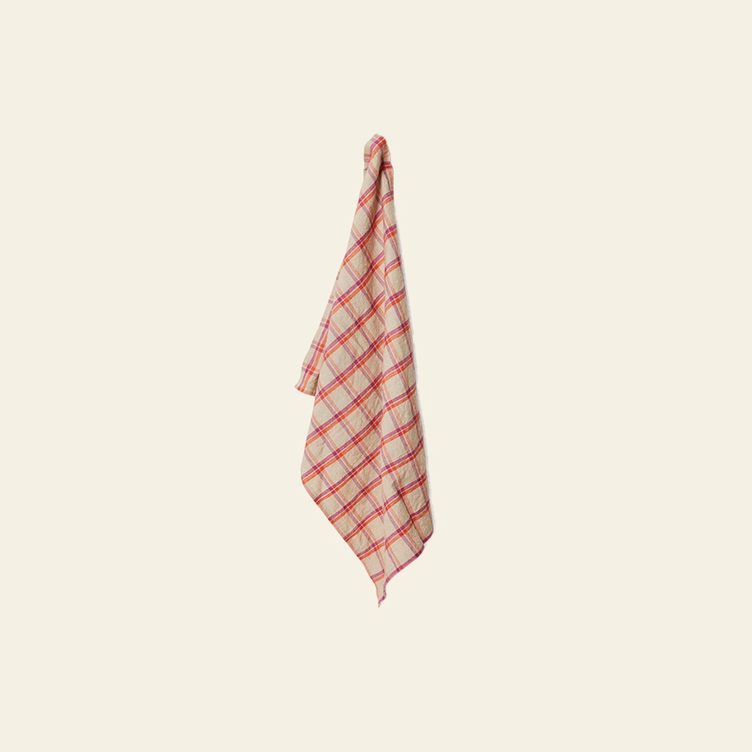 HKLIVING Vida Check Tea Towel - Strawberry/Cream
