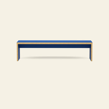 The HKLIVING Bench, 180cm by HKLIVING is a minimalist, space-saving seat with blue top and sides, natural wood edges—ideal for versatile seating in simple spaces.
