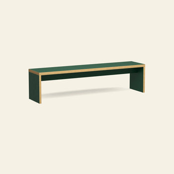 The HKLIVING Bench, 180cm by HKLIVING features a minimalist rectangular design with dark green surfaces and light wood edges, set against a plain off-white background—perfect for versatile seating in any modern space.