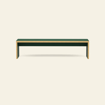 The HKLIVING Bench, 180cm by HKLIVING is a minimalist rectangular dining bench featuring a dark green seat and light wood edges, ideal for versatile seating and shown against a plain off-white background.