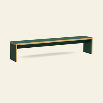 The HKLIVING Bench, 220cm by HKLIVING features minimalist design and light wood edges for space-saving seating, shown against a plain beige background.