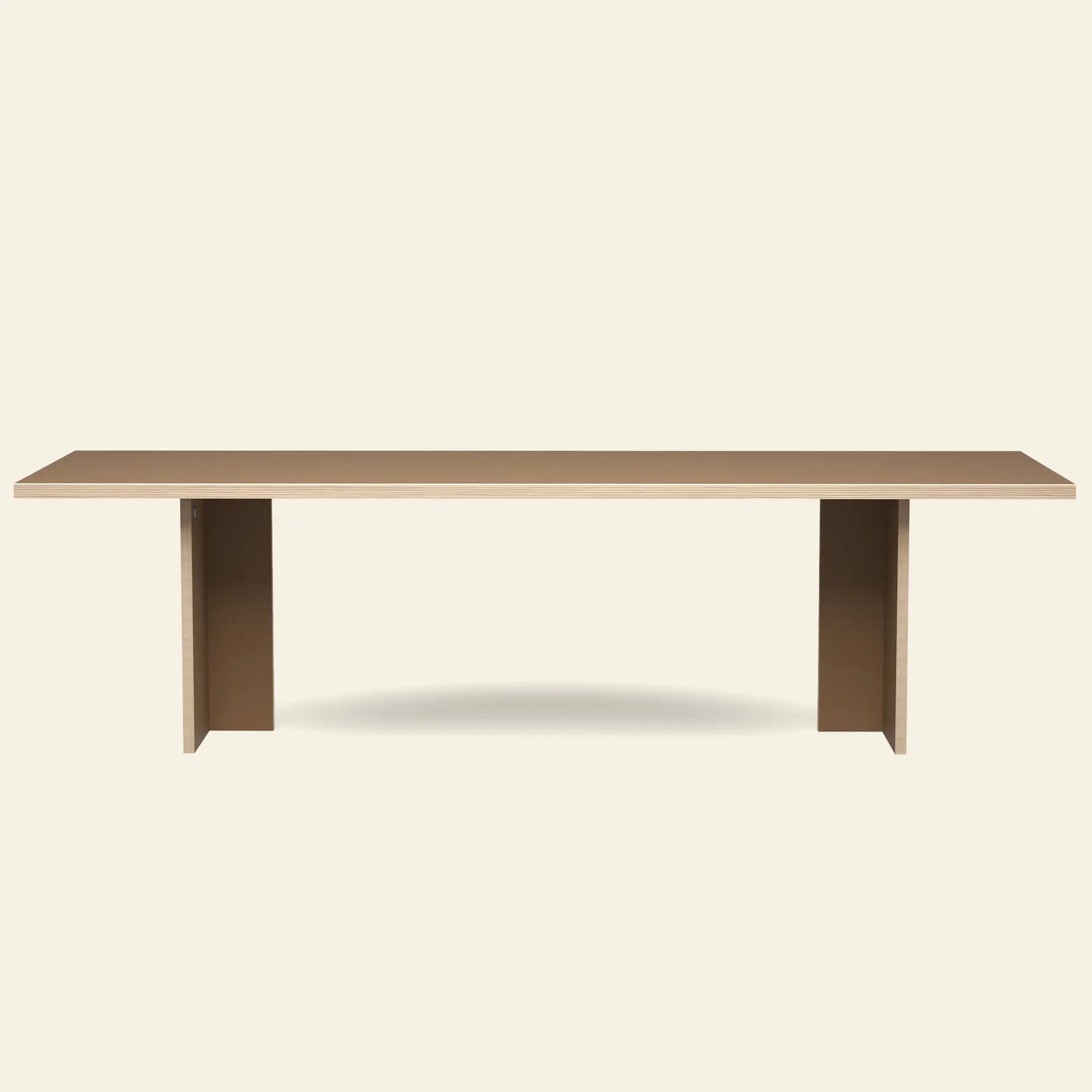 The HKLIVING Dining Table, Rectangular, 280cm features a minimalist, timeless design with a rectangular top and two wide, flat legs at each end, showcased against a plain, light-colored background.