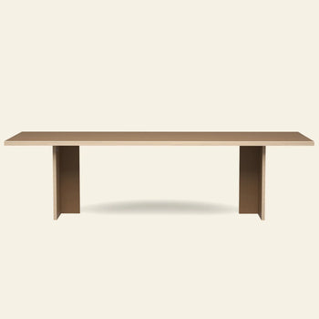 The HKLIVING Dining Table, Rectangular, 280cm features a minimalist, timeless design with a rectangular top and two wide, flat legs at each end, showcased against a plain, light-colored background.