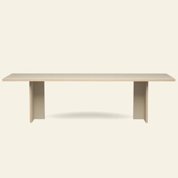 The HKLIVING Dining Table, Rectangular, 280cm by HKLIVING features a modern minimalist beige design with a flat rectangular top and wide end legs, shown against a plain light background.