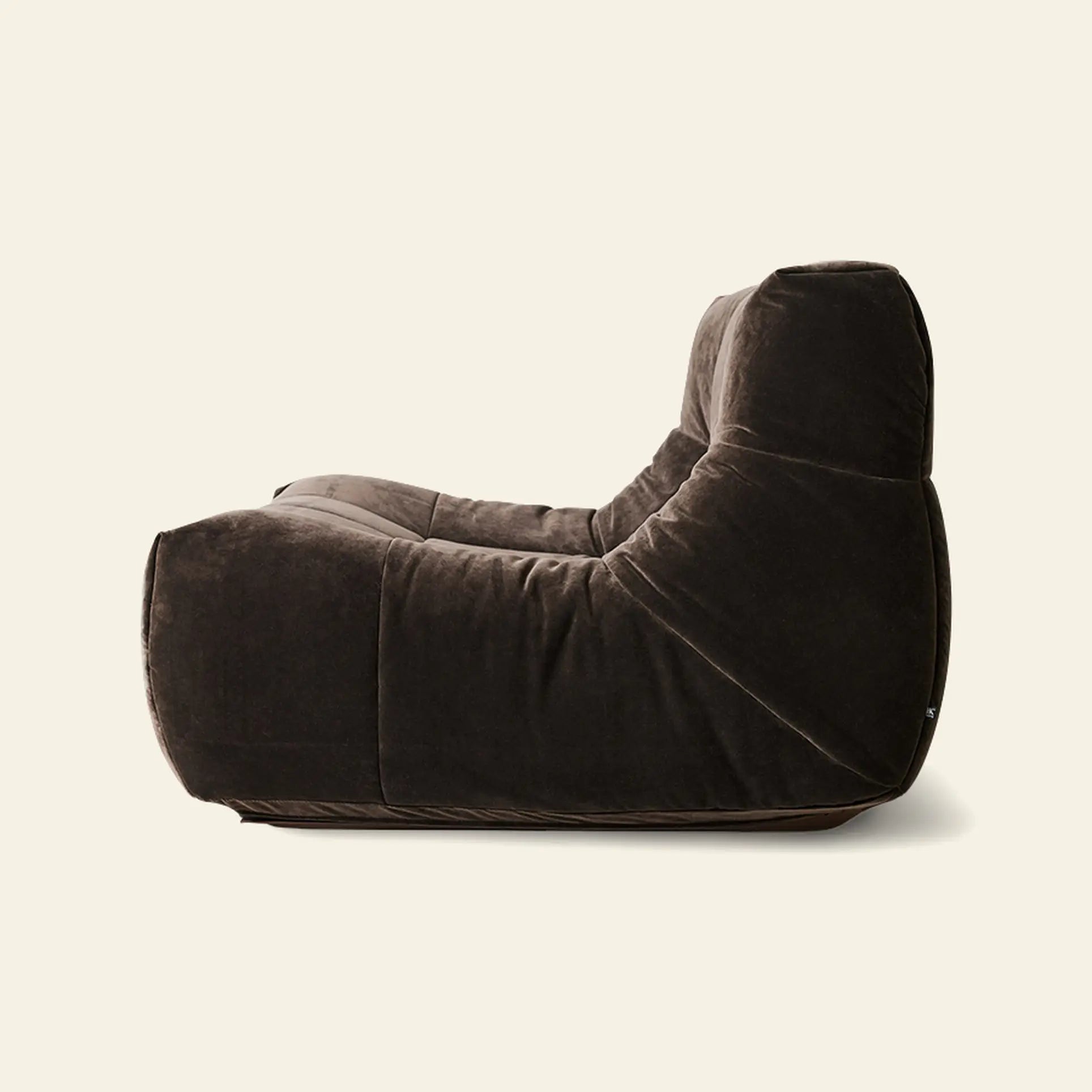 The HKLIVING Lazy Lounge Chair by HKLIVING features a plush, dark brown cushion, deep seat, and low profile, shown from the side against a plain light background.