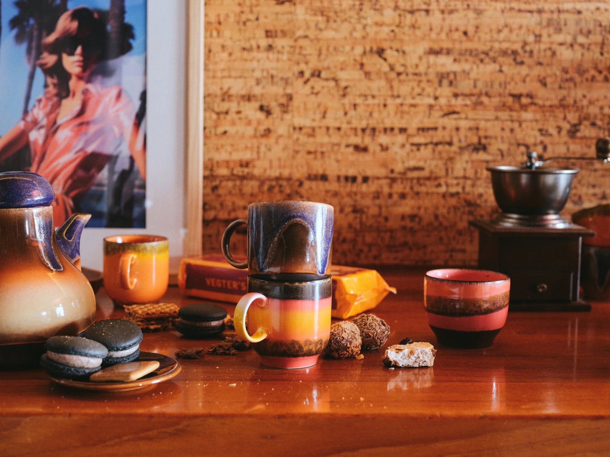 HKliving 70s Ceramics Café Mugs Set of 4 Brazil