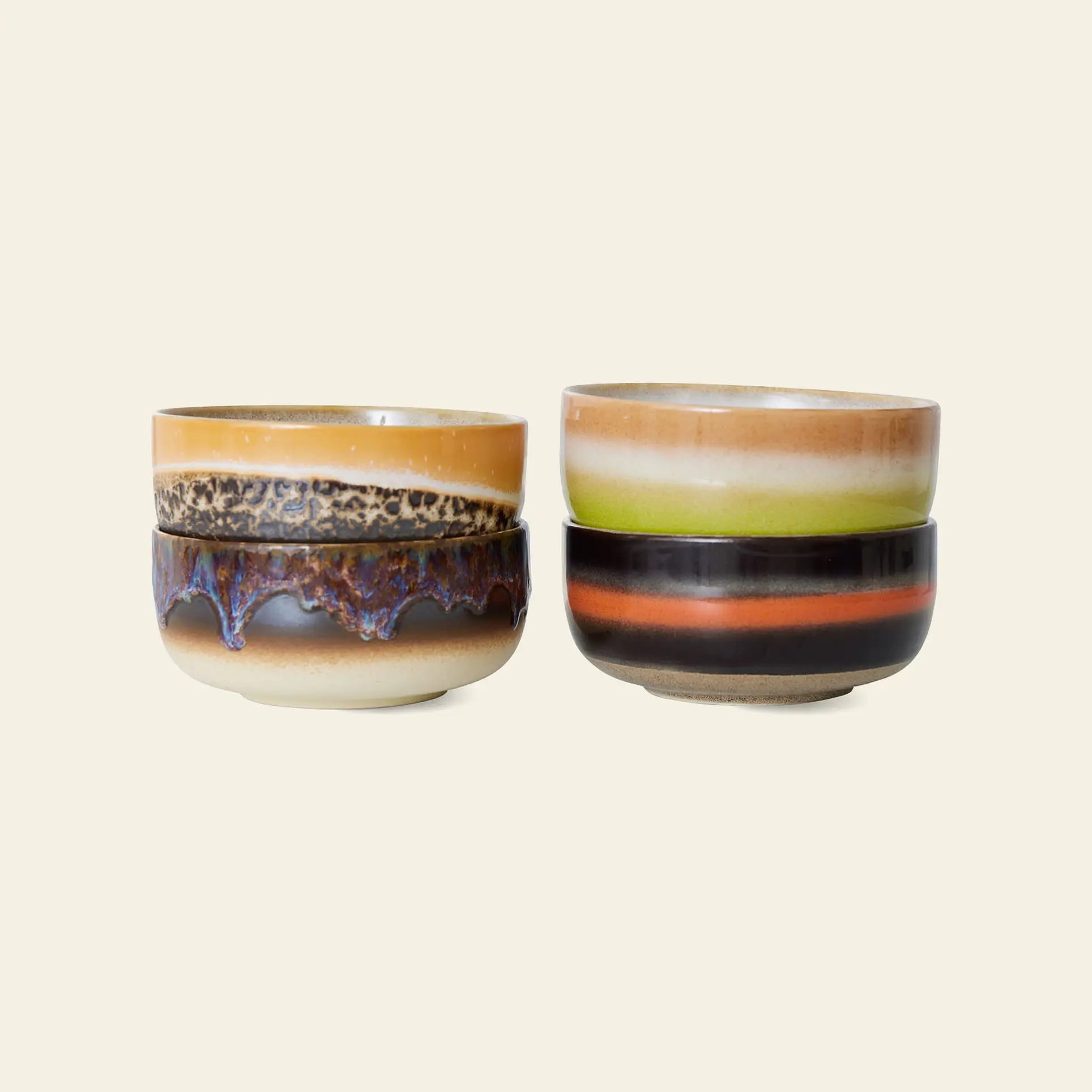 HKLIVING 70s Ceramics: Dessert Bowls, Set of 4