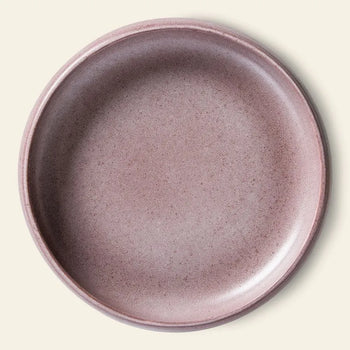 The HKLIVING Bold & Basic Ceramics: Deep Plate, Set of 2 features round, shallow plates with a smooth matte finish in muted mauve—stylish tableware perfect for modern dining.