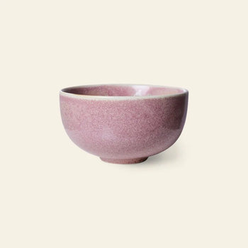 The HKLIVING Chef Ceramics: Bowl, a small round artisanal piece with a pinkish-purple reactive glaze, is displayed on a light beige background.